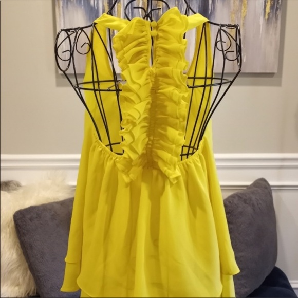 Naked Zebra Yellow Ruffle Racerback top size Small - Picture 4 of 6